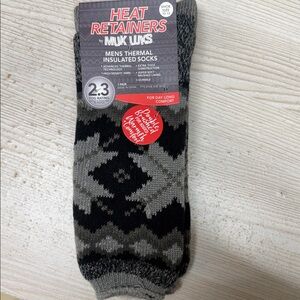 MUK LUKS Men's Heat Retainers Socks - Black and Gray Pattern